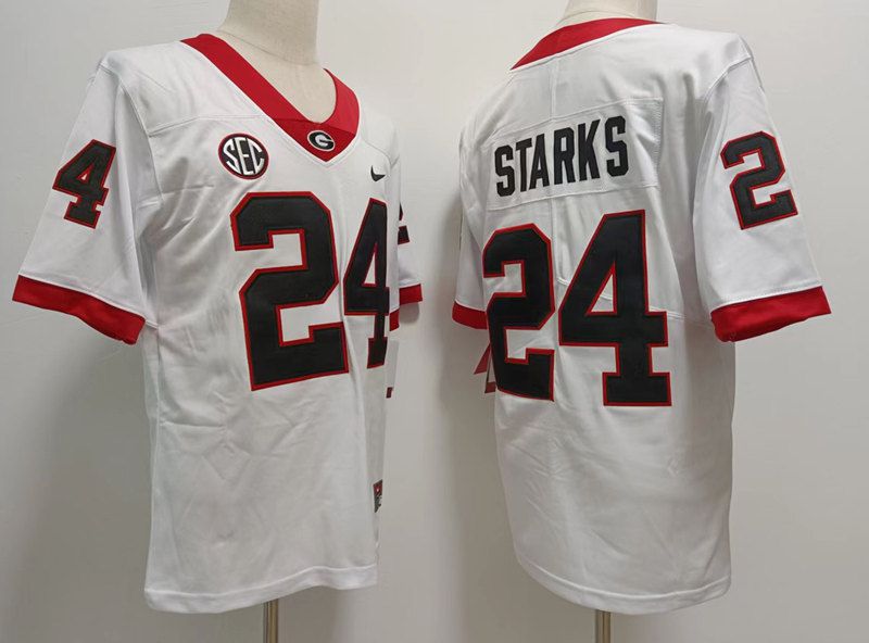 Men Georgia Bulldogs #24 Starks White Nike 2025 NCAA Jersey->ncaa teams->NCAA Jersey